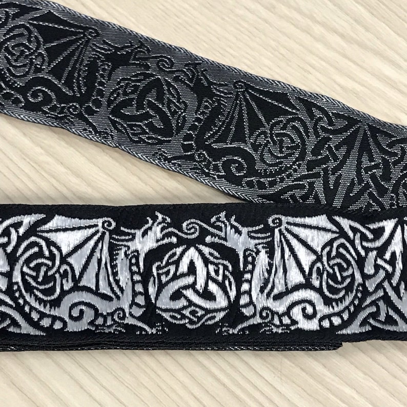 Dragontyme Celtic Dragon Triquetra Trim by the yard 1 3/8 inch reversible image 4