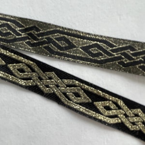 5/8" Black Gold Celtic Fabric Trim by the Yard