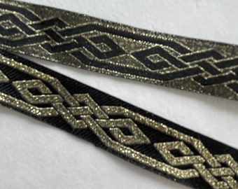 5/8" Black Gold Celtic Fabric Trim by the Yard