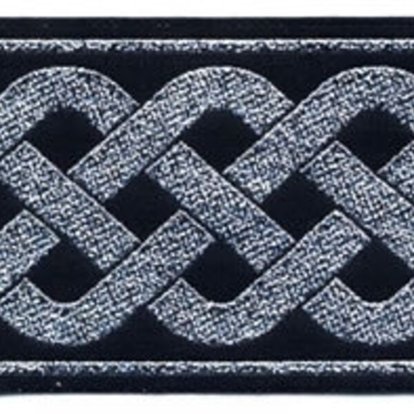 13/16 Black - Silver Celtic Knot Sewing Trim By The Yard (1222)