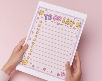 Bunte To-Do-Liste mit Sternen und Herzen zum Ausdrucken (Digitaler Download)