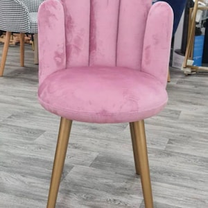 Velvet Scallop Chair – Shell Accent Chair with Gold Legs – Available in Blue, Pink, White & More