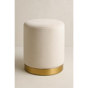 Velvet Ottoman – Padded Pouf with Gold Base, Multiple Colors Available