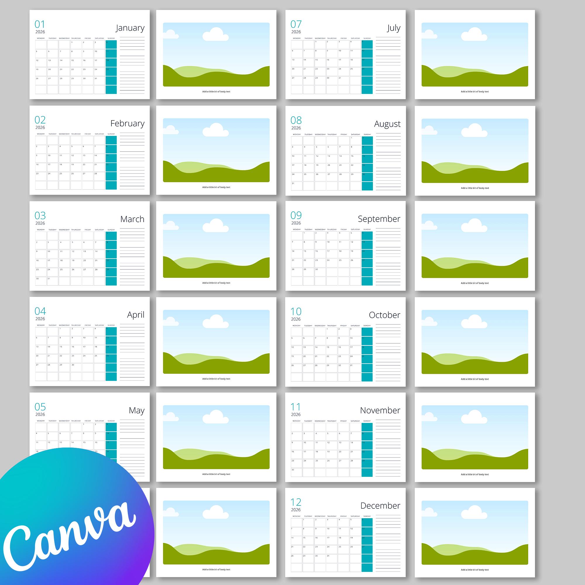 2026 Desk Photo Calendar Template – Editable Canva File, Printable ...