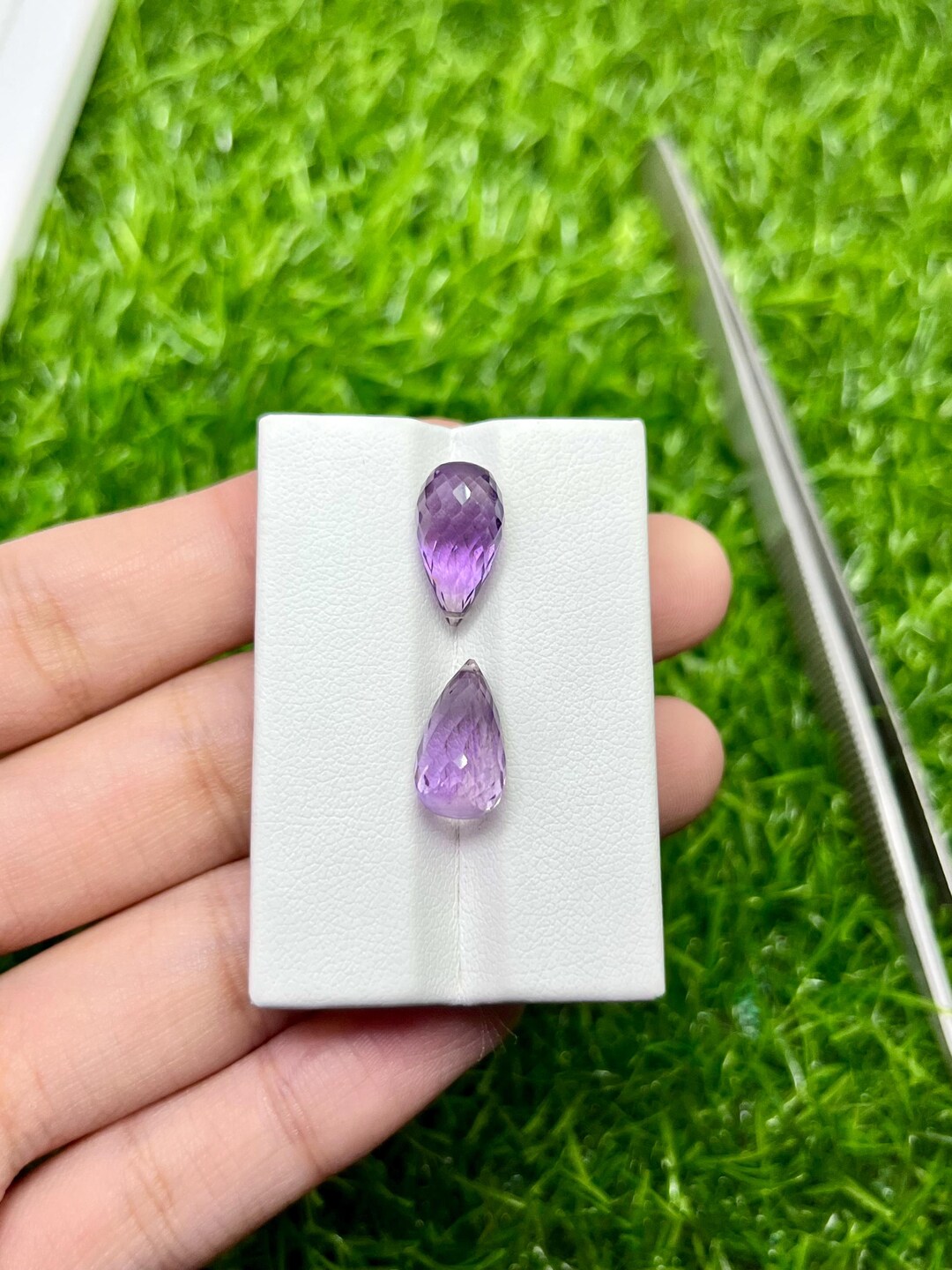 Natural Amethyst Tear Drop Shape Pair , 10.15 Carats Both Gemstone ...