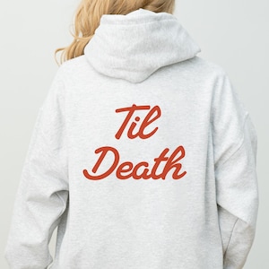 Trendy Bride & Groom Hoodies Just Married Sweatshirt Mr and Mrs Husband and Wife Matching Couples Tees Day of Wedding Til Death Honeymoon