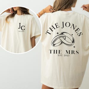 Personalized Last Name Tshirt Comfort Colors Custom Anniversary Date Shirt Matching Couples Outfit Honeymoon Shirt,Bride Groom Wedding Tees