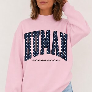 Polka Dot Navy Human Resources Mockneck Sweatshirt HR Manager Gift HR Graduation Gift Trendy Human Resources Aesthetic HR Pullover