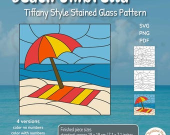 Sombrilla de playa - Patrón de vitral (PDF/SVG/PNG)