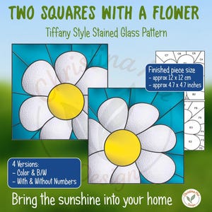 Floral Daisy Squares Stained Glass Pattern