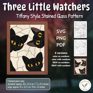 Patrón de vitral de los Tres Pequeños Vigilantes (PDF/SVG/PNG)