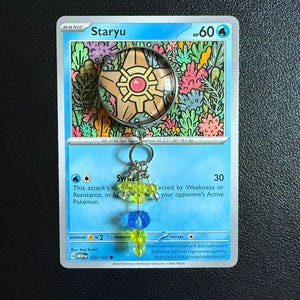 Star-Shaped Trading Card Magnet | Handmade Water-Type Fan Art Gift | Upcycled Fridge Magnet for Collectors | Card Cuties Decor