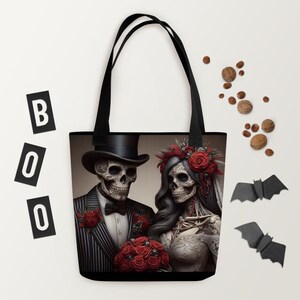The Hollows Victorian Gothic Horror Tote Bag – Spooky Dark Art Accessory for Halloween, Goth Fashion, Creepy Aesthetic, Trick or Treat