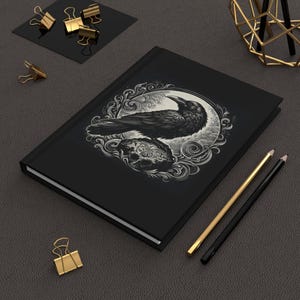 Raven's Grim Throne Journal, Hardcover Notebook, Victorian Gothic Horror Diary, Spooky Blank Sketchbook, Dark Fantasy