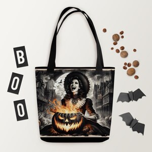 Lavinia Laughs Victorian Gothic Horror Tote Bag – Spooky Dark Art Accessory for Halloween, Goth Fashion, Creepy Aesthetic, Trick or Treat
