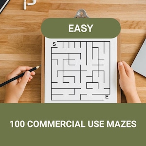 100 Easy Mazes for K-2 Literacy Centers, Commercial Use Included, Transparent PNG, SVG