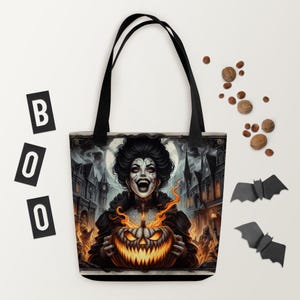 Isadora Doom Victorian Gothic Horror Tote Bag – Spooky Dark Art Accessory for Halloween, Goth Fashion, Creepy Aesthetic, Trick or Treat