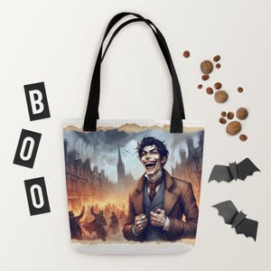 Diabolical Devon Victorian Gothic Horror Tote Bag – Spooky Dark Art Accessory for Halloween, Goth Fashion, Creepy Aesthetic, Trick or Treat