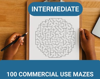 Medium Difficulty Maze Asset Bundle for Puzzle Book Publishers, Canva Designers, and Commercial Puzzle Product Sellers