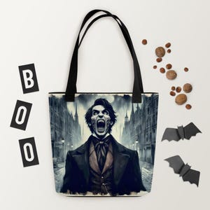 Disaster David Victorian Gothic Horror Tote Bag – Spooky Dark Art Accessory for Halloween, Goth Fashion, Creepy Aesthetic, Trick or Treat