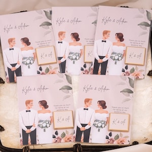 Cadeaux en chocolat de mariage personnalisés avec carte de remerciement - Initiales ou date personnalisées - Cadeaux de mariage, de fiançailles et de douche nuptiale