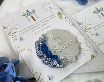 Personliga dopgåvor, epoxikorsmagnet med namn, dop- och babyshower-religiöst minnesmärke