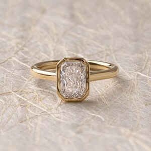 2.50 CT Carat Radiant Cut Moissanite Solitaire Ring Lab Grown Diamond Engagement Ring in Solid Gold Handmade Bridal Wedding Jewelry Gift