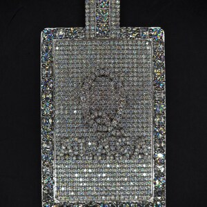 Colgante con placa de identificación de moissanita D/VVS personalizado de Hip Hop, hecho a mano, con etiqueta rectangular helada, placa de identificación de plata 925, joyería personalizada para él.