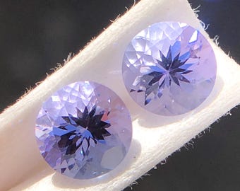 Faceted Tanzanite Pair, 6MM Round Zoisite, 1.80 Carats
