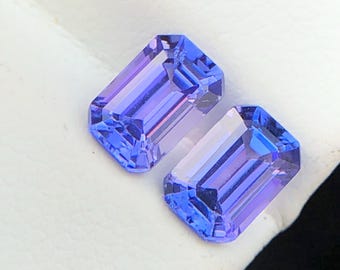 Octagon Cut Tanzanite Gemstone Pair, 1.30 Carats, 6x4 MM