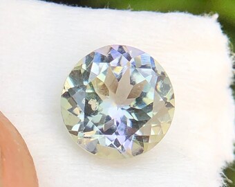 Bio Green Purple Zoisite Tanzanite Round, 1.15 Carats Faceted Tanzanite, 6 MM Unheated Splendid Tanzanite.