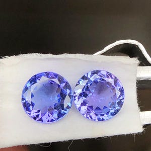 Attractive 6 MM Natural Tanzanite Gemstone Round Pair, 1.55 Carats Loose Faceted Ring Size Purple Blue Tanzanite Gems, Perfect For You.