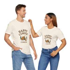 Happy Camper Unisex Tee, Camp T-Shirt, Outdoor Adventure Shirt, Gift for Campers, Summer Vibes