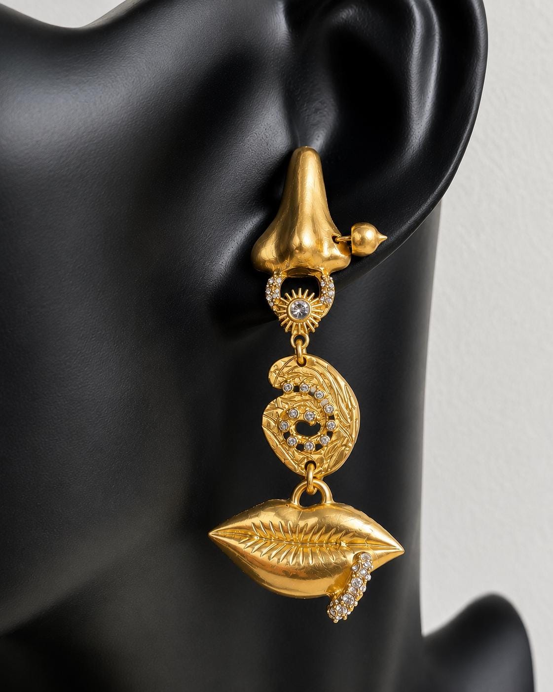 Schiaparelli Gold Earring - Etsy
