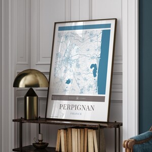 Perpignon Stadt Karte Poster - Minimalistische Reise Kunst, Urlaubs Poster, Geschenk für Sie und Ihn, Karte, Wandkunst, modernes Design