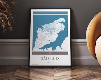 Sao Luis City Map Art Print: Modern Travel Poster Design (Digital Download)