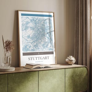 Stuttgart City Map Poster – Minimalistische Reisekunst, Urlaubsposter, Geschenk für Sie und Ihn, Urlaubsposter, Karte, modernes Design