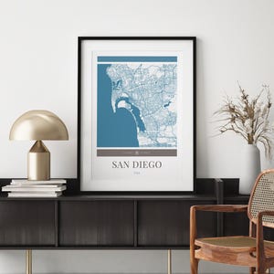 San Diego Stadt Karte Poster - Minimalistische Reise Kunst, Urlaubs Poster, Geschenk für Sie und Ihn, Karte Wandkunst, modernes Design