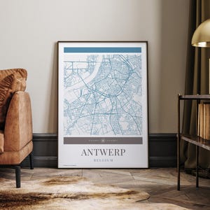 Antwerpen Karte Poster - Minimalistische Reisekunst, Urlaubsposter, Geschenk für Sie und Ihn, Urlaubsposter, Karte, Wandkunst, modernes Design