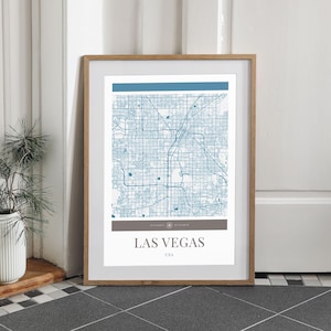 Las Vegas City Map Poster - minimalistische Reisekunst, Urlaubsposter, Geschenk für Sie und Ihn, modernes Design