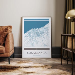 Casablanca City Map Poster - Minimalistische Reisekunst, Urlaubsposter, Geschenk für Sie und Ihn, modernes Design