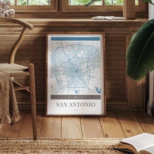 San Antonio Stadt Karte Poster - Minimalistische Reise Kunst, Urlaubs Poster, Geschenk für Sie und Ihn, Karte Wandkunst, modernes Design