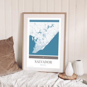 Salvador Karte Stadtplan Poster - Minimalistische Reisekunst, Urlaubsposter, Geschenk für Sie und Ihn, Urlaubsposter, Reiseposter, modernes Design