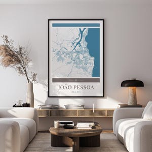 Joao Pessoa City Map Poster - Minimalistische Reise Kunst, Digital Download, Urlaubs Poster, Geschenk für Sie und Ihn, Karte Wandkunst, modernes Design