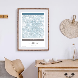 Dublin City Map Poster - Minimalistische Reisekunst, Urlaubsposter, Geschenk für Sie und Ihn, Urlaubsposter, modernes Design