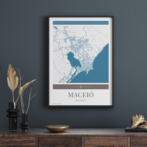 Maceio Stadt Karte Poster - Minimalistische Reise Kunst, Urlaubs Poster, Geschenk für Sie und Ihn, Karte Wandkunst, modernes Design