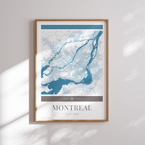 Montreal Karte Poster - Minimalistische Reisekunst, digitaler Download, Urlaubsposter, Geschenk für Sie und Ihn, Karte, Wandkunst, modernes Design