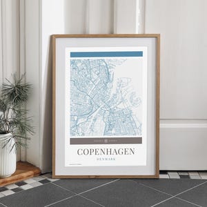 Kopenhagen Karte Poster - Minimalistische Reisekunst, digitaler Download, Urlaubsposter, Geschenk für Sie und Ihn, Karte, Wandkunst, modernes Design