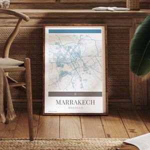 Marrakesch Karte Karte – Minimalistische Reisekunst, Urlaubsposter, Geschenk für Sie und Ihn, modernes Design