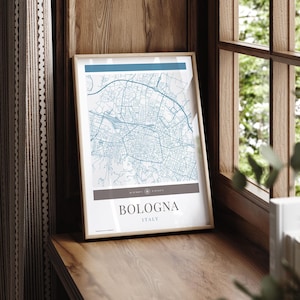 Bologna City Map Poster - Minimalistische Reisekunst, Urlaubsposter, Geschenk für Sie und Ihn, Urlaubsposter, Karte, Wandkunst, modernes Design